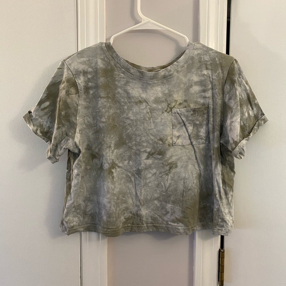 Shein Large Green Tye Die Crop Top